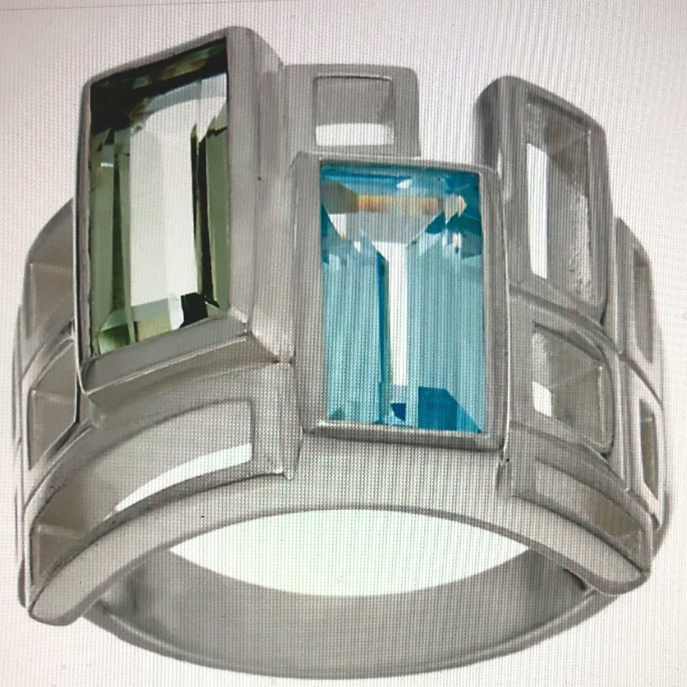Sterling Silver and Multi-Gemstone Ring - Size 8